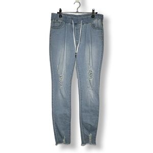 Women’s SHEIN Lite Blue EZ Wear Drawstring Skinny Sz LG